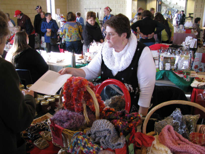 Vendors and customers at the craft & gift sale.