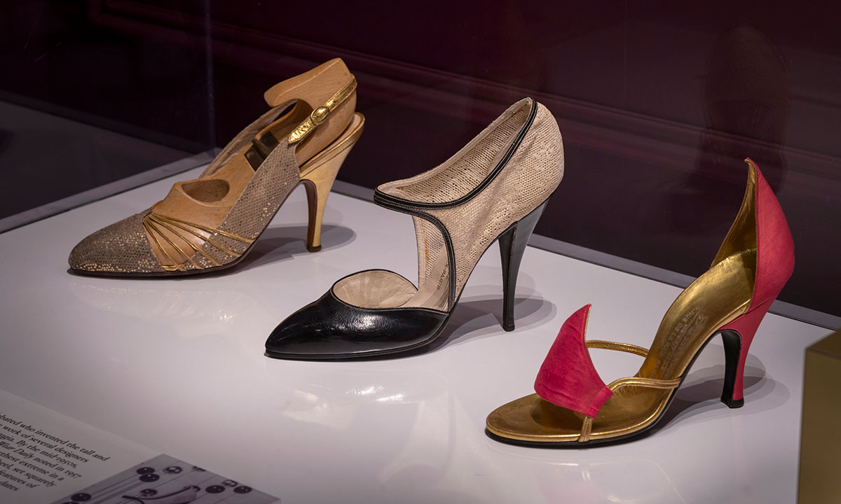 Three singular high heels in a row