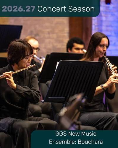 A group of students play in a band. One plays the flute, another plays the oboe.