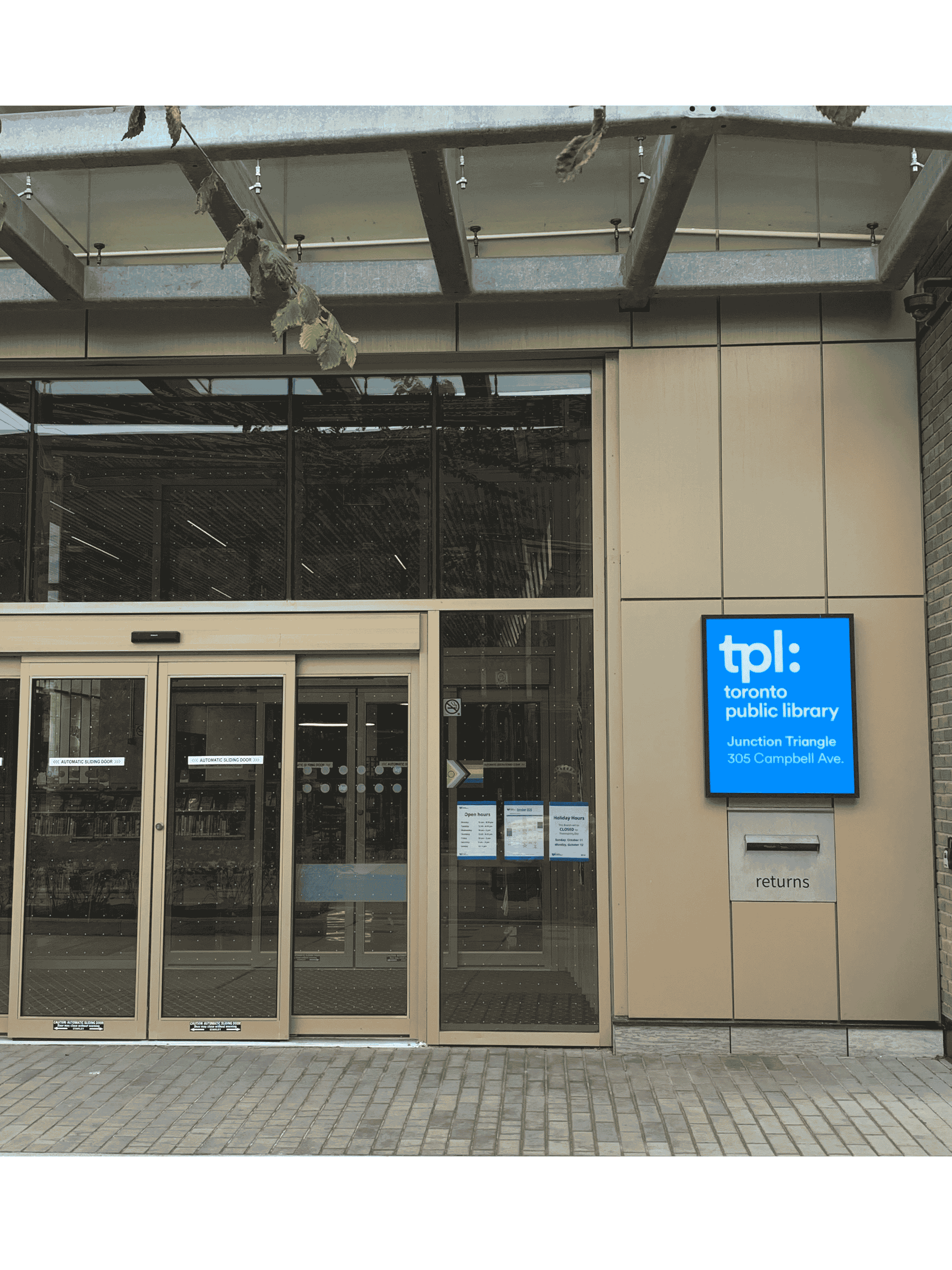 the front door of the junction triangle library branch