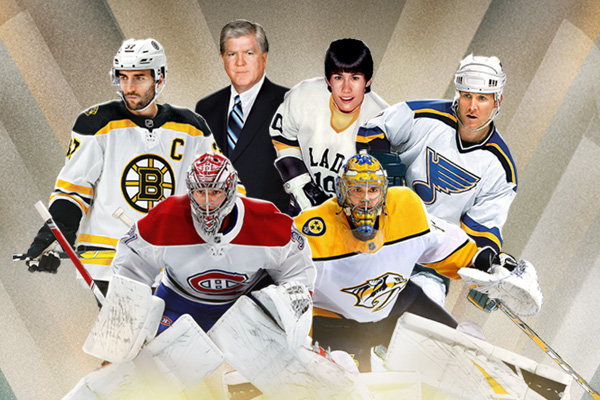 A group of hockey players in their gear.