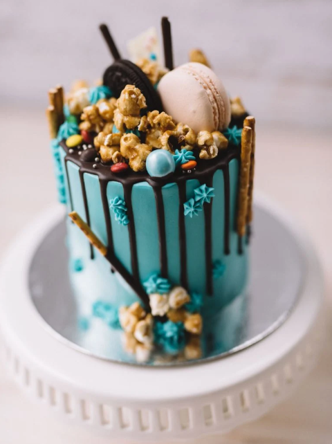 A colorfully decorated cake.