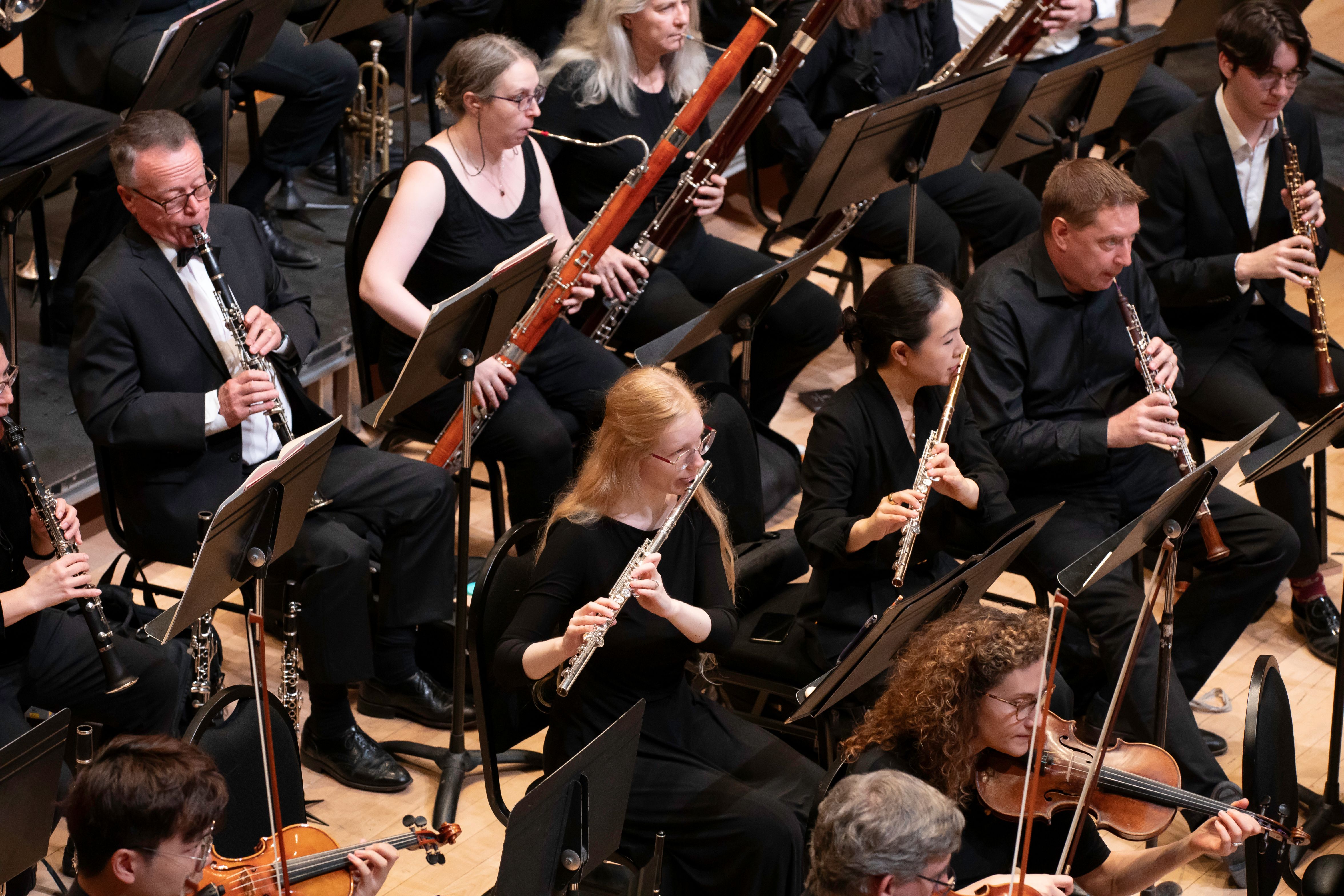 Members of Orchestra Toronto playing instruments