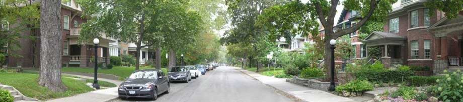 Cars parked on a quiet residential street